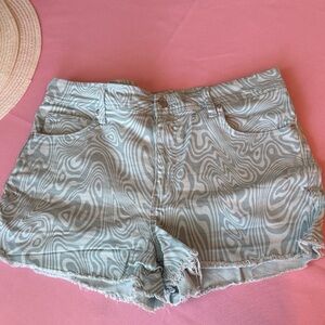 RSQ Women's Green Patterned Jean Shorts